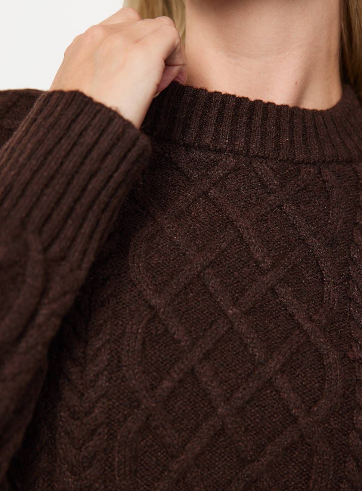 Dark Brown Chunky Oversized Cable Jumper S - Image 3